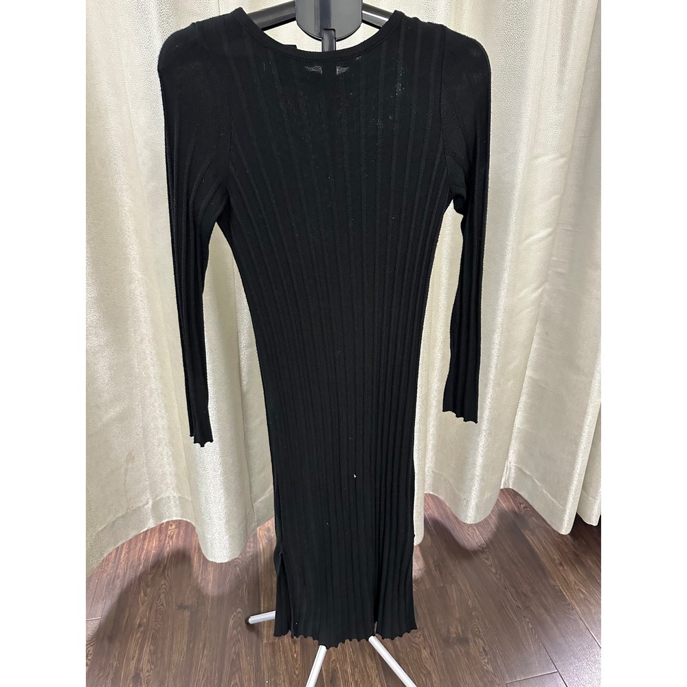 ASOS Design Black Ribbed Knit Maxi Dress | Long Sleeve | US 4